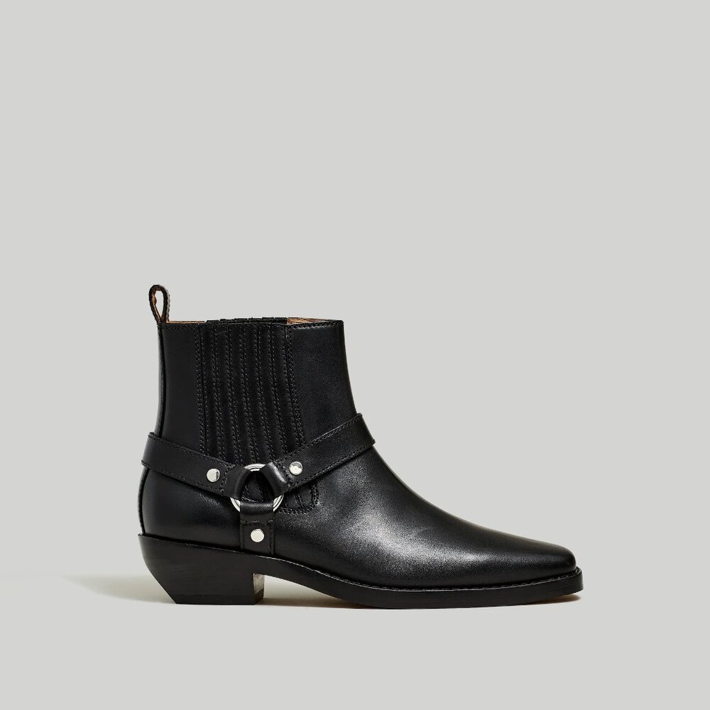Madewell Santiago Western Ankle Boot Leather Black Size 7 NEW IN BOX